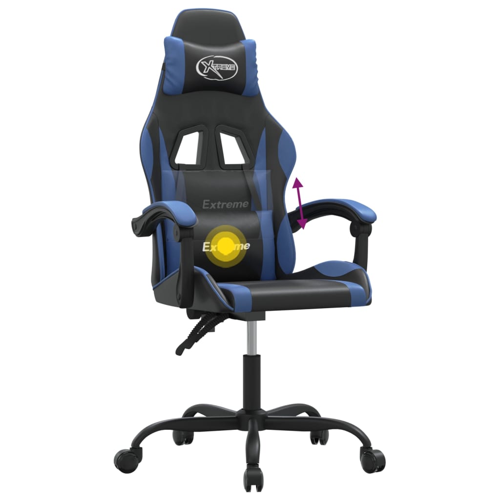 Gamestoel draaibaar kunstleer zwart en blauw is nu te koop bij PeponiXL, paradijselijk wonen!