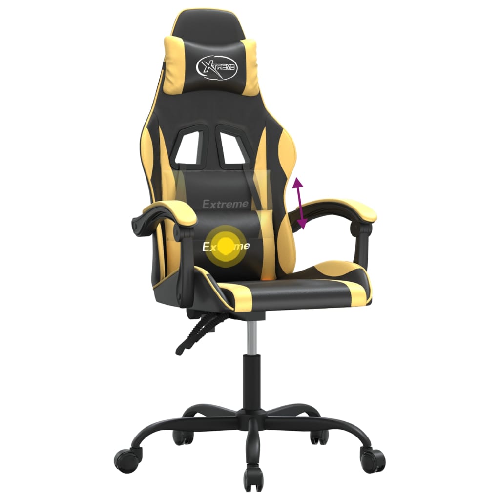 Gamestoel draaibaar kunstleer zwart en goud is nu te koop bij PeponiXL, paradijselijk wonen!