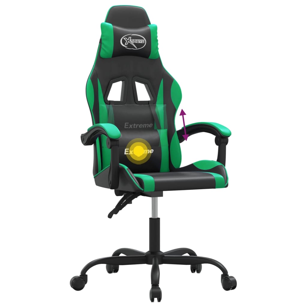 Gamestoel draaibaar kunstleer zwart en groen is nu te koop bij PeponiXL, paradijselijk wonen!