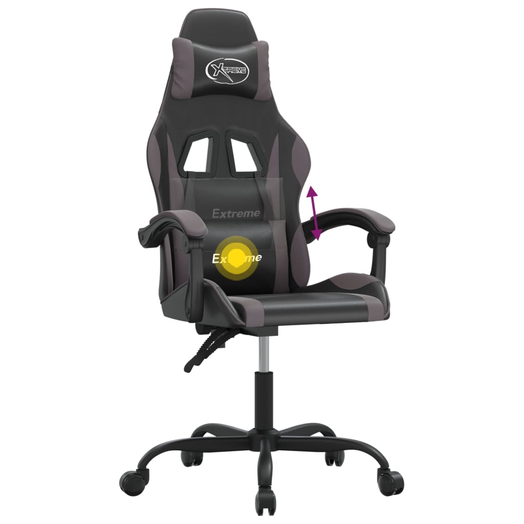 Gamestoel draaibaar kunstleer zwart en grijs is nu te koop bij PeponiXL, paradijselijk wonen!