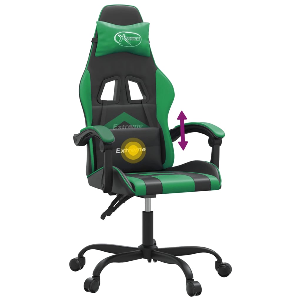 Gamestoel draaibaar kunstleer zwart en groen is nu te koop bij PeponiXL, paradijselijk wonen!