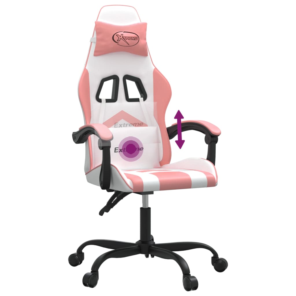 Gamestoel draaibaar kunstleer wit en roze is nu te koop bij PeponiXL, paradijselijk wonen!