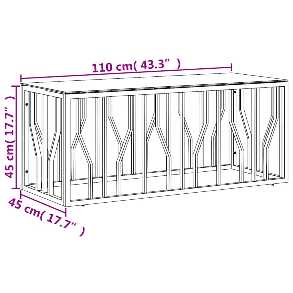 Salontafel 110x45x45 cm roestvrij staal en glas is nu te koop bij PeponiXL, paradijselijk wonen!