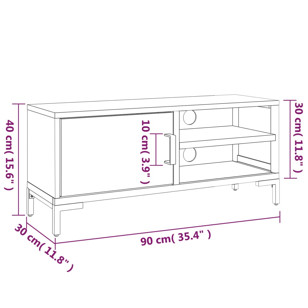 Tv-meubel 90x30x40 cm massief grenenhout bruin is nu te koop bij PeponiXL, paradijselijk wonen!