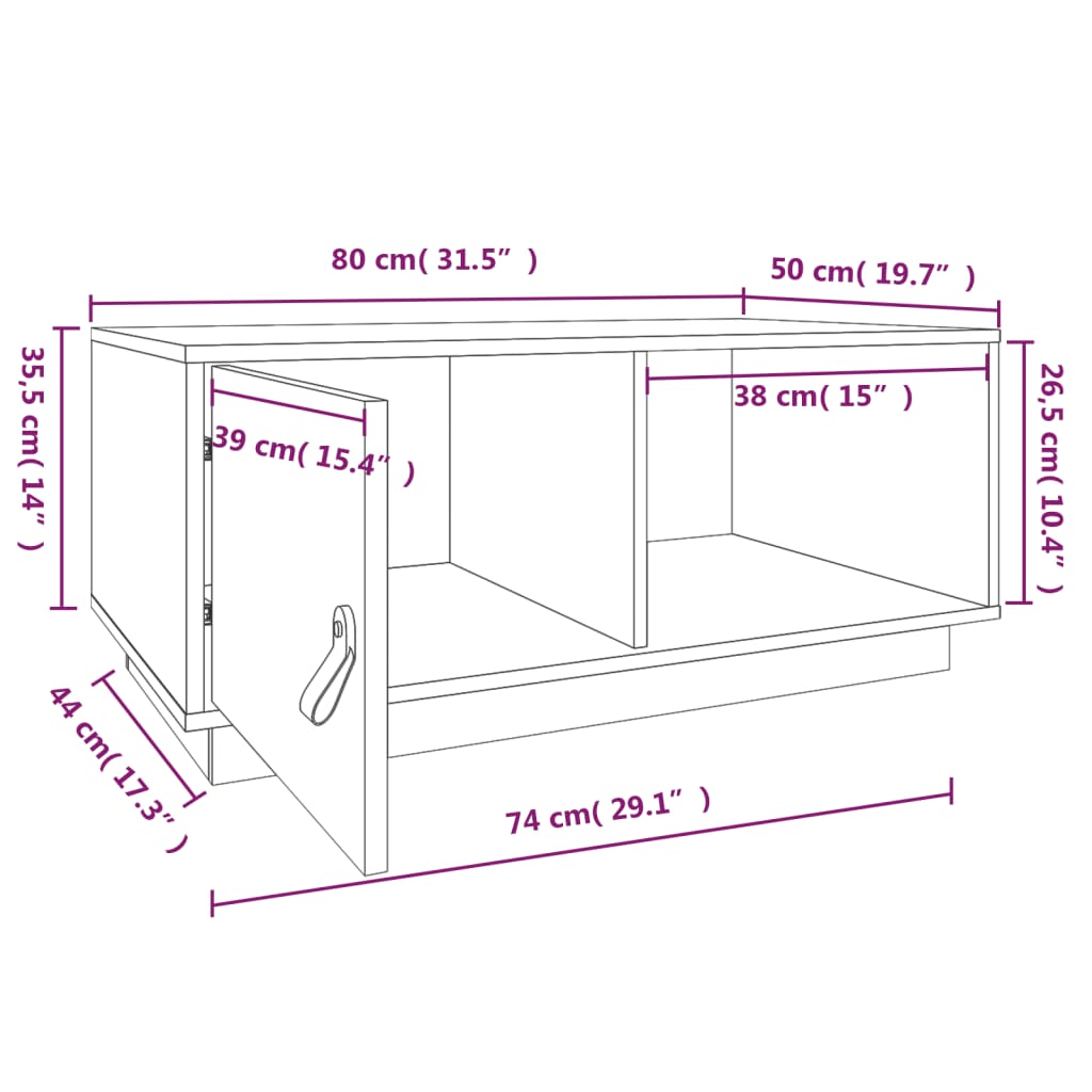 Salontafel 80x50x35,5 cm massief grenenhout honingbruin is nu te koop bij PeponiXL, paradijselijk wonen!