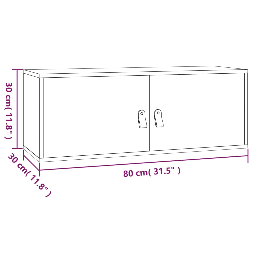 Wandkast 80x30x30 cm massief grenenhout zwart
