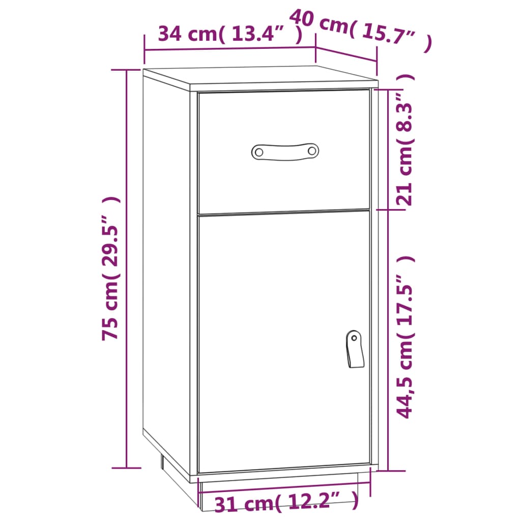 Dressoir 34x40x75 cm massief grenenhout zwart is nu te koop bij PeponiXL, paradijselijk wonen!