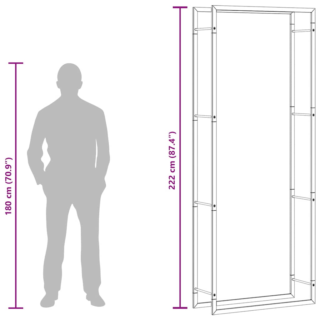 Haardhoutrek Matzwart 80x28x222 cm Staal is nu te koop bij PeponiXL, paradijselijk wonen!