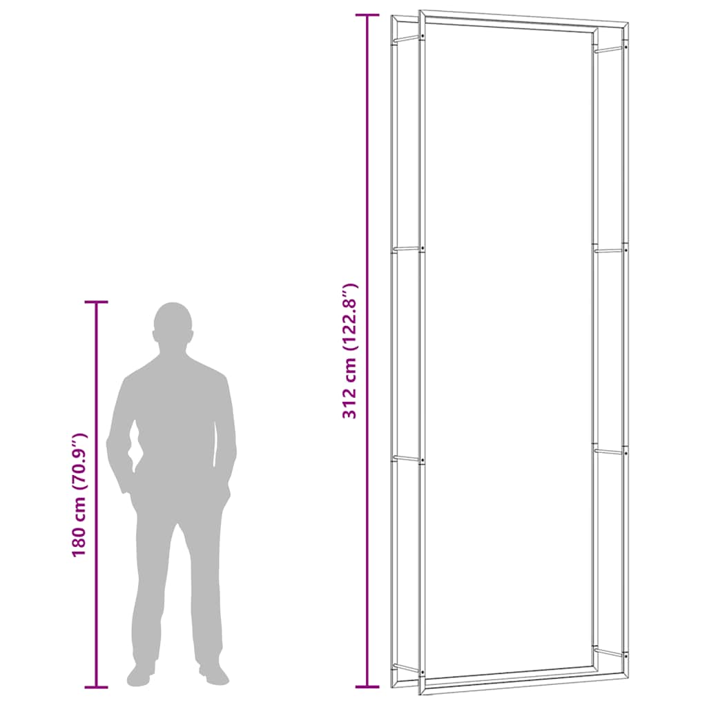 Haardhoutrek 110x28x312 cm staal matzwart is nu te koop bij PeponiXL, paradijselijk wonen!