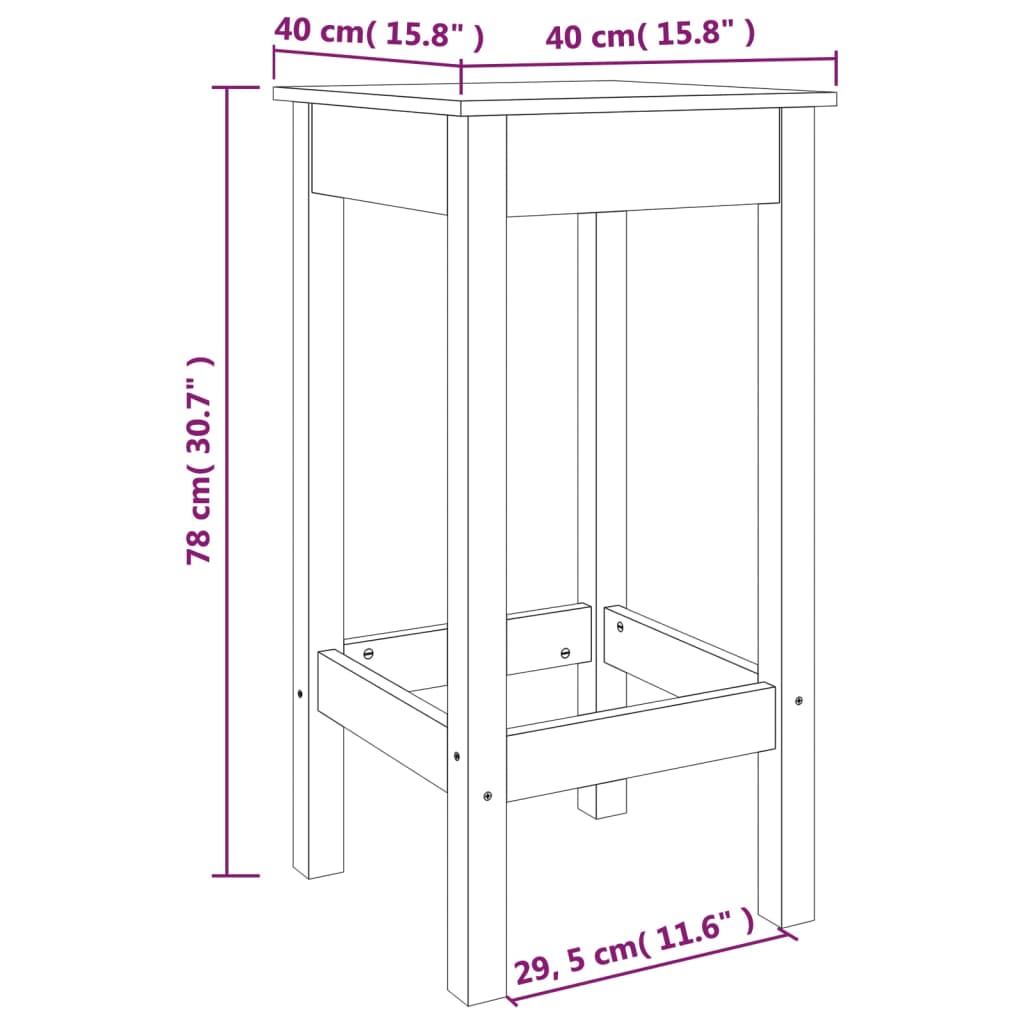 Barstoelen 2 st 40x40x78 cm massief grenenhout wit is nu te koop bij PeponiXL, paradijselijk wonen!