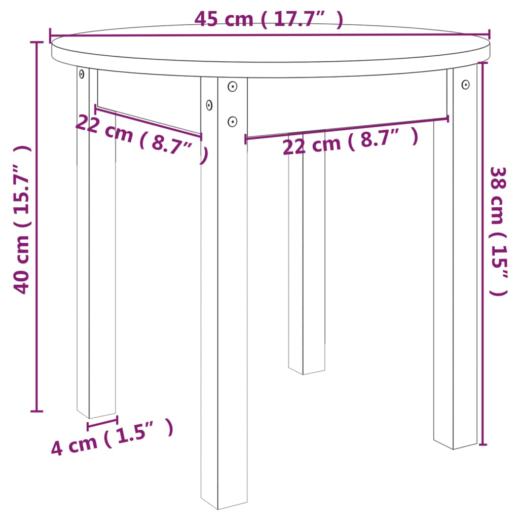 Salontafel Ø 45x40 cm massief grenenhout zwart is nu te koop bij PeponiXL, paradijselijk wonen!