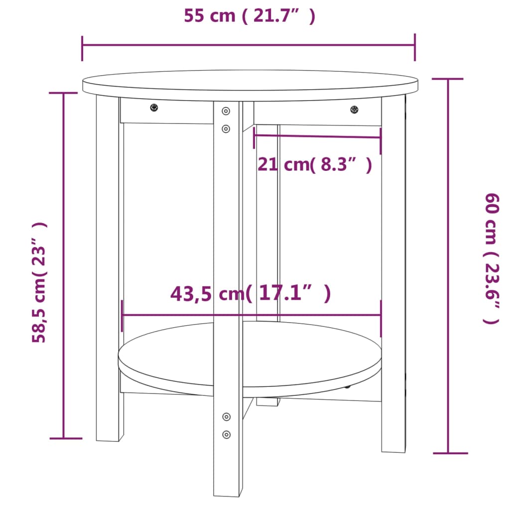 Salontafel Ø 55x60 cm massief grenenhout zwart is nu te koop bij PeponiXL, paradijselijk wonen!