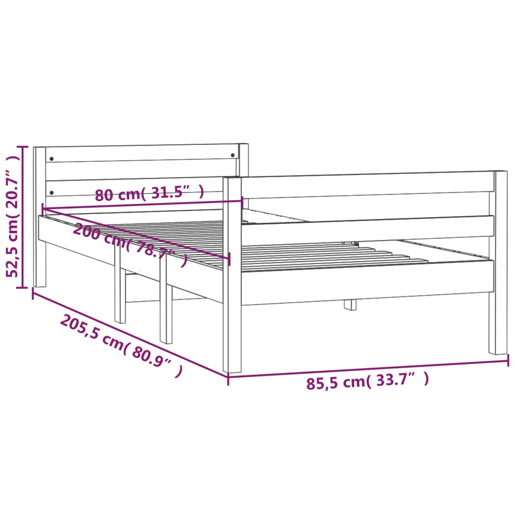 Bedframe zonder matras massief grenenhout 80x200 cm is nu te koop bij PeponiXL, paradijselijk wonen!
