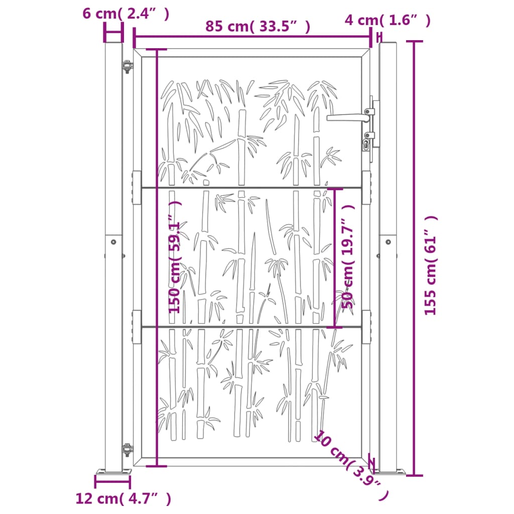 Poort met bamboe-ontwerp 100x150 cm cortenstaal is nu te koop bij PeponiXL, paradijselijk wonen!