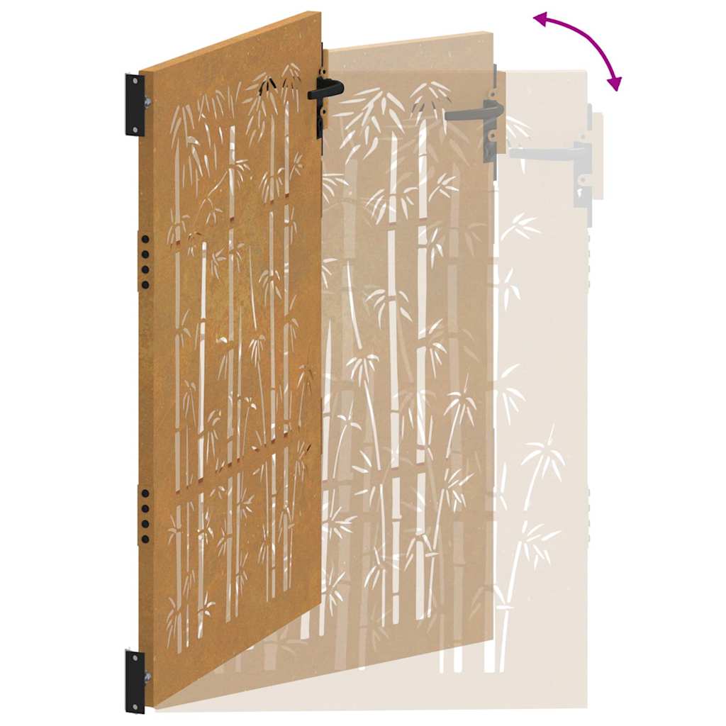 Poort 100x125 cm bamboe-ontwerp cortenstaal is nu te koop bij PeponiXL, paradijselijk wonen!
