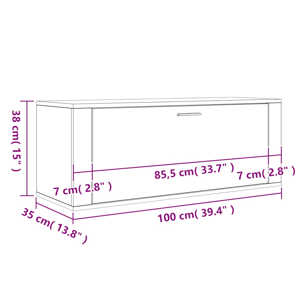 Wandschoenenkast 100x35x38 cm bewerkt hout wit is nu te koop bij PeponiXL, paradijselijk wonen!
