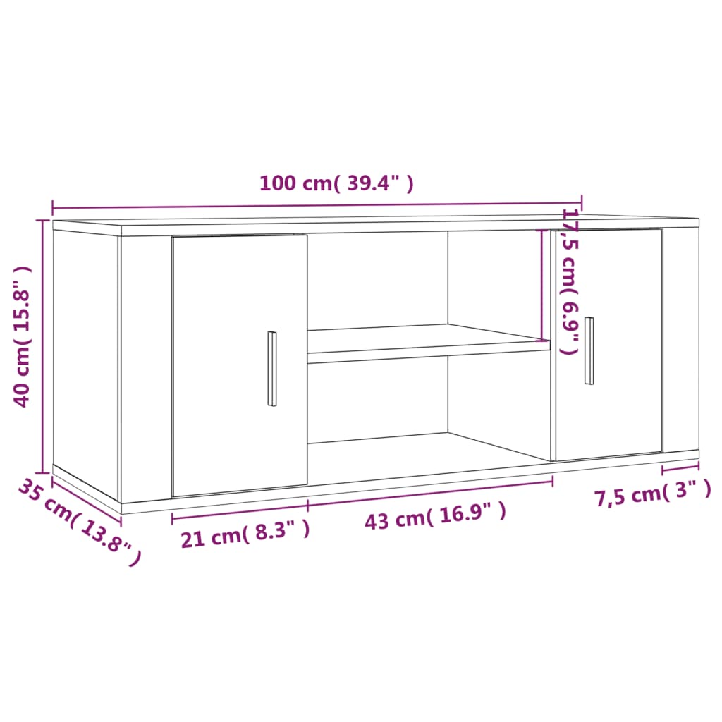 Tv-meubel 100x35x40 cm bewerkt hout betongrijs is nu te koop bij PeponiXL, paradijselijk wonen!