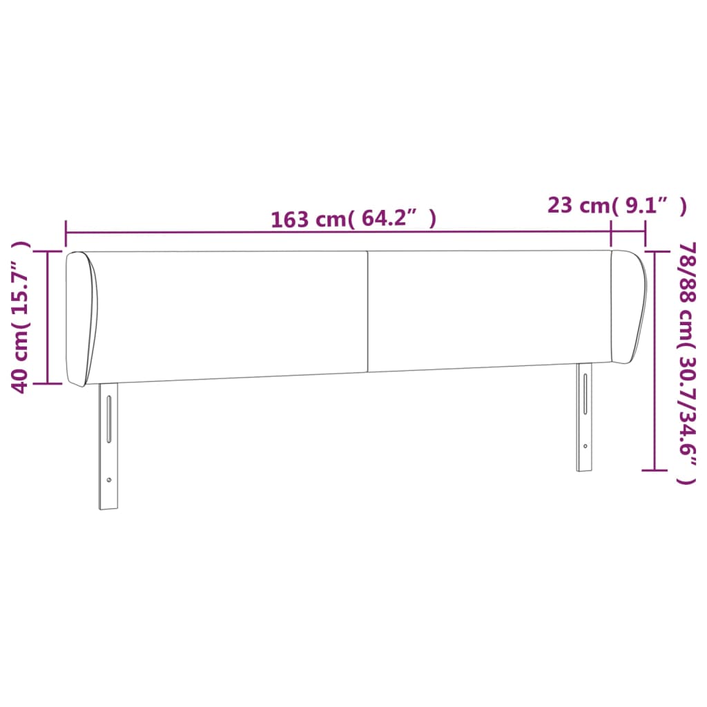 Hoofdbord met randen 163x23x78/88 cm kunstleer zwart is nu te koop bij PeponiXL, paradijselijk wonen!