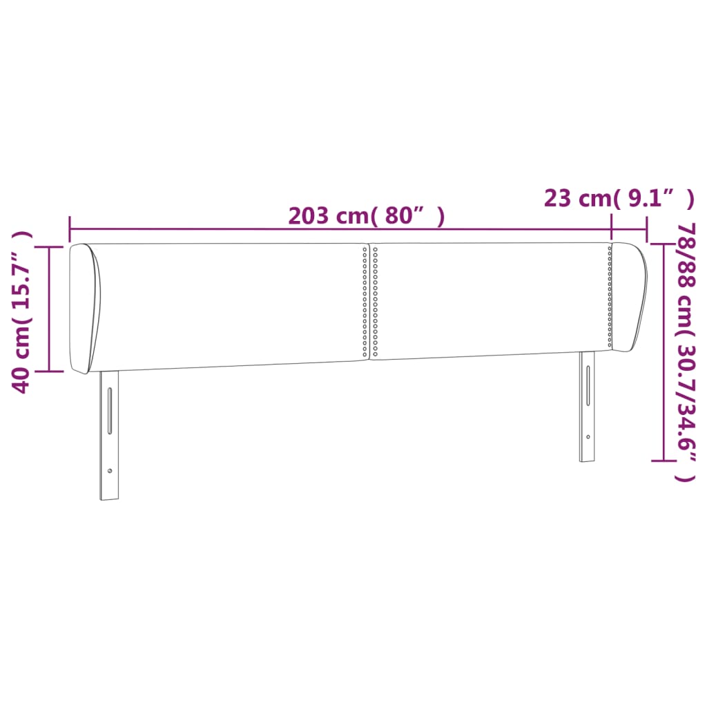 Hoofdbord met randen 203x23x78/88 cm kunstleer grijs is nu te koop bij PeponiXL, paradijselijk wonen!