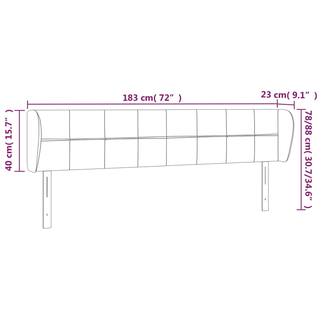 Hoofdbord met randen 183x23x78/88 cm fluweel donkergrijs is nu te koop bij PeponiXL, paradijselijk wonen!