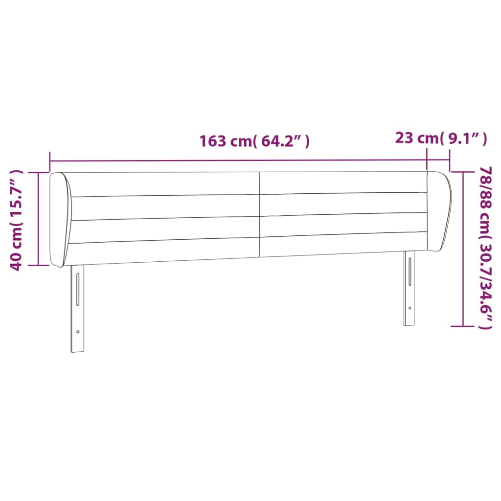 Hoofdbord met randen 163x23x78/88 cm stof lichtgrijs is nu te koop bij PeponiXL, paradijselijk wonen!