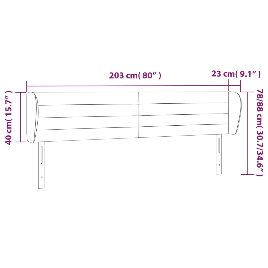 Hoofdbord met randen 203x23x78/88 cm fluweel donkergroen is nu te koop bij PeponiXL, paradijselijk wonen!