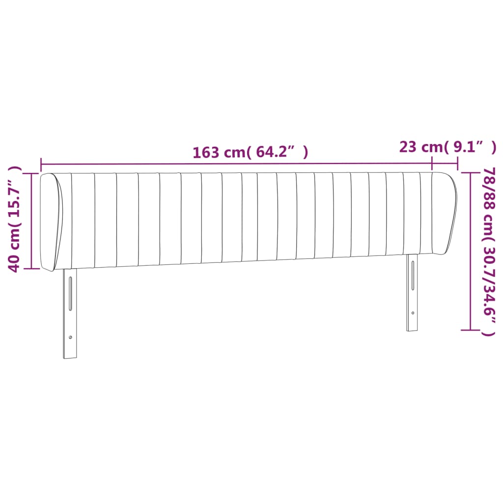 Hoofdbord met randen 163x23x78/88 cm stof zwart is nu te koop bij PeponiXL, paradijselijk wonen!