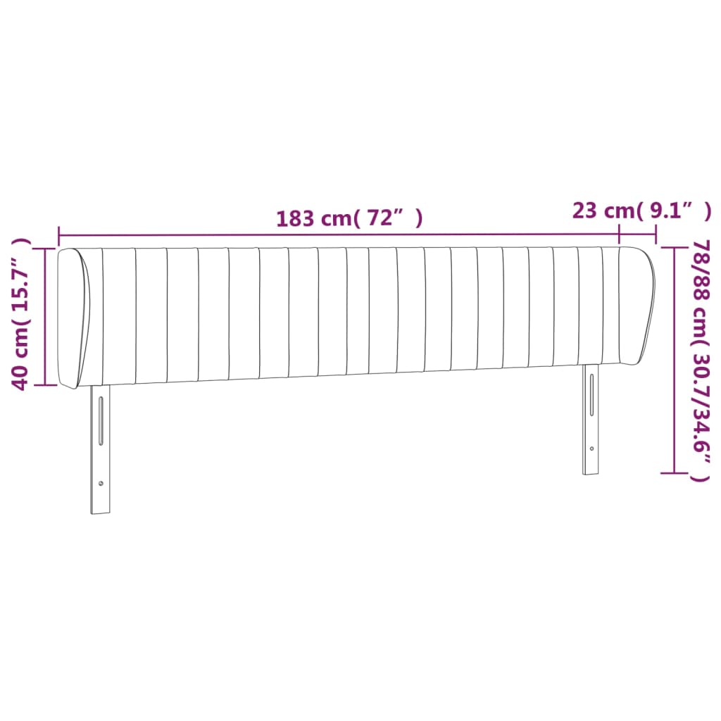 Hoofdbord met randen 183x23x78/88 cm stof zwart is nu te koop bij PeponiXL, paradijselijk wonen!