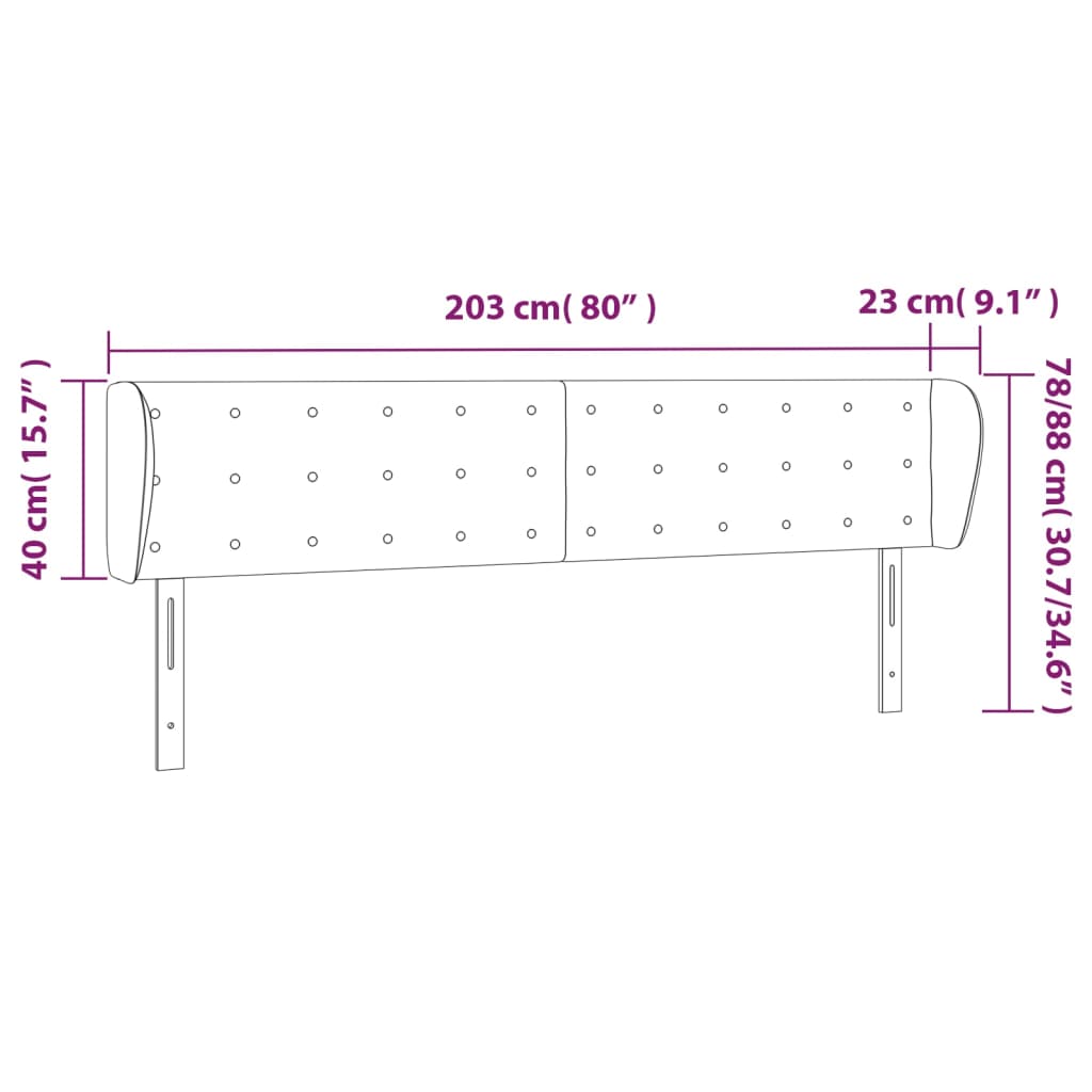 Hoofdbord met randen 203x23x78/88 cm stof lichtgrijs is nu te koop bij PeponiXL, paradijselijk wonen!