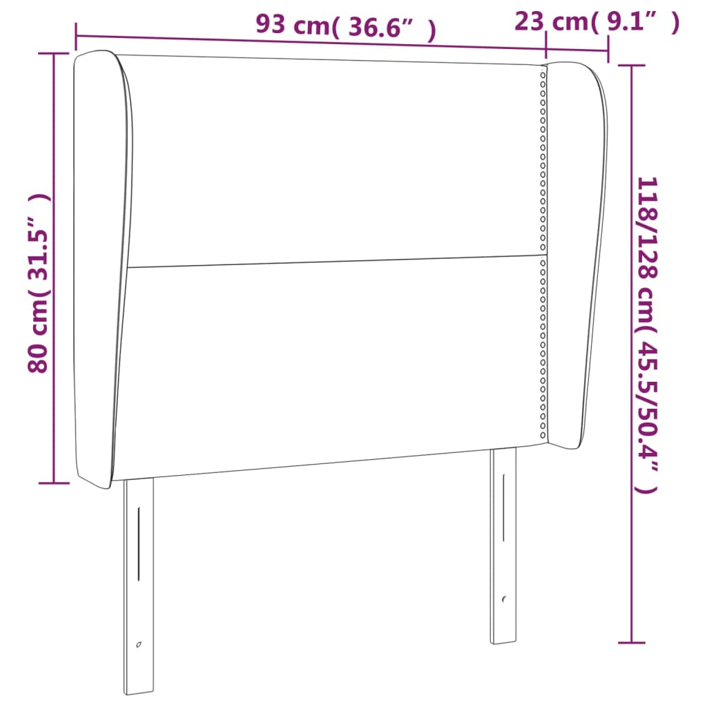 Hoofdbord met randen 93x23x118/128 cm kunstleer grijs is nu te koop bij PeponiXL, paradijselijk wonen!