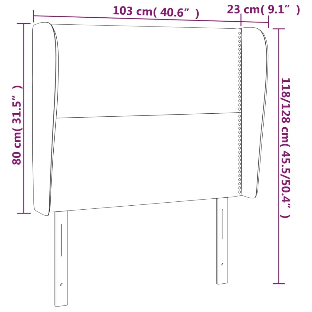 Hoofdbord met randen 103x23x118/128 cm kunstleer grijs is nu te koop bij PeponiXL, paradijselijk wonen!
