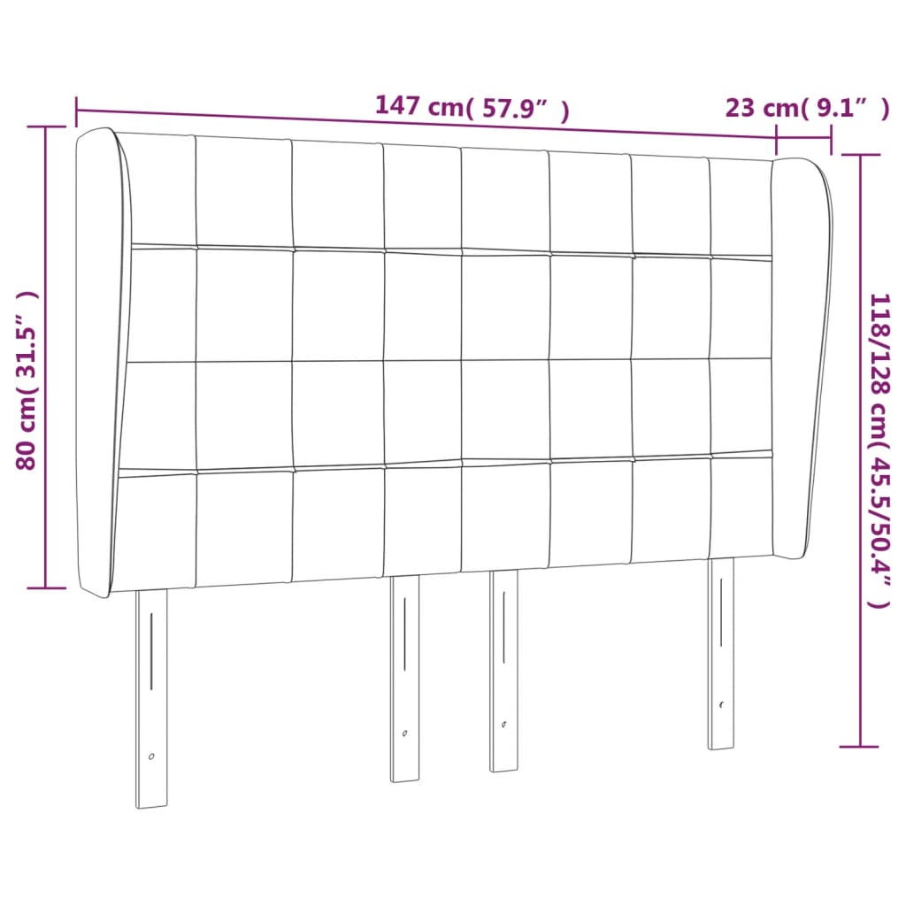 Hoofdbord met randen 147x23x118/128 cm stof lichtgrijs is nu te koop bij PeponiXL, paradijselijk wonen!