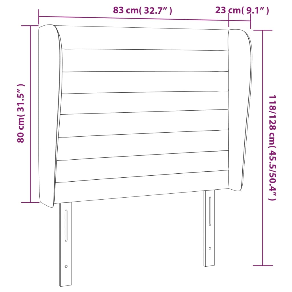 Hoofdbord met randen 83x23x118/128 cm stof lichtgrijs is nu te koop bij PeponiXL, paradijselijk wonen!