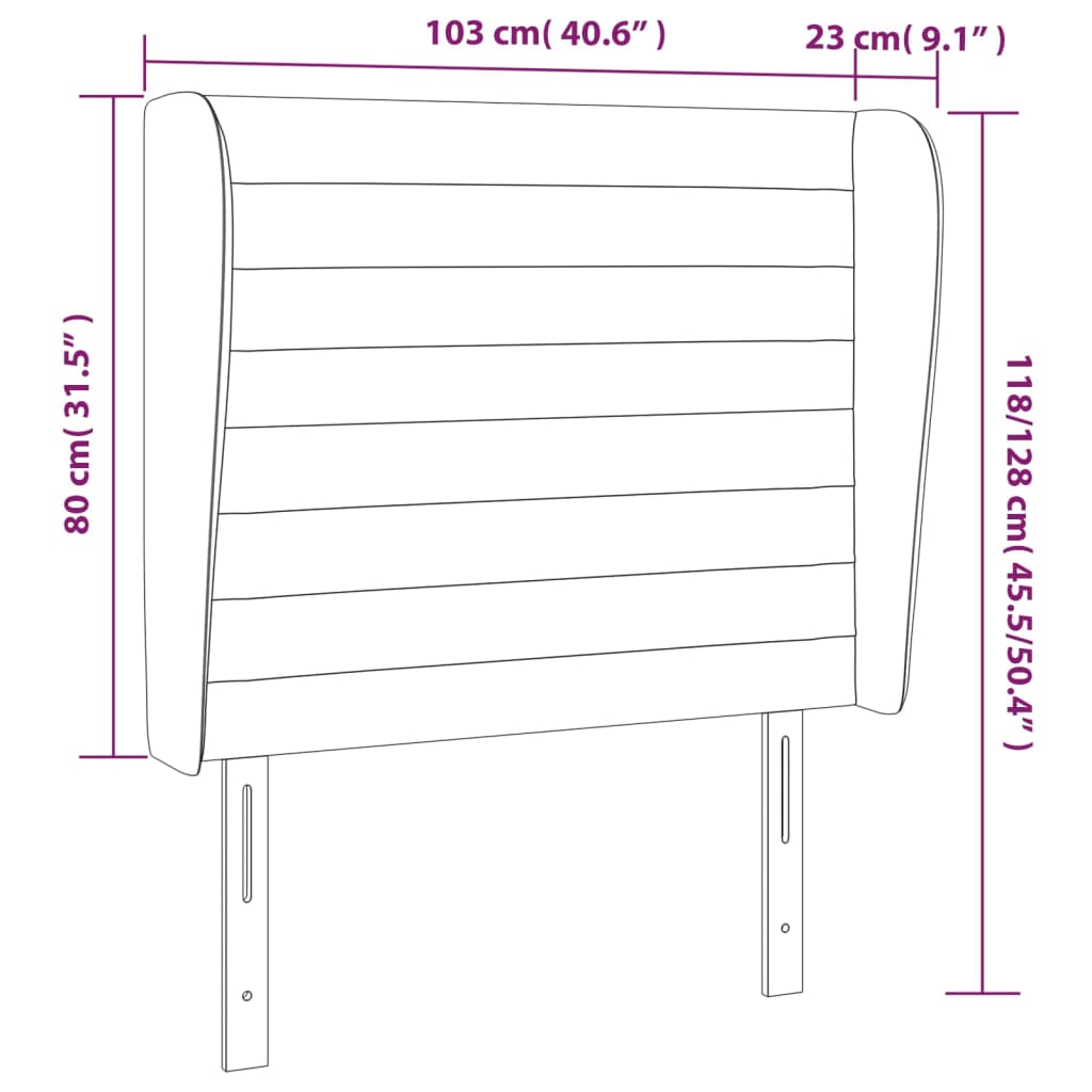 Hoofdbord met randen 103x23x118/128 cm stof donkerbruin is nu te koop bij PeponiXL, paradijselijk wonen!
