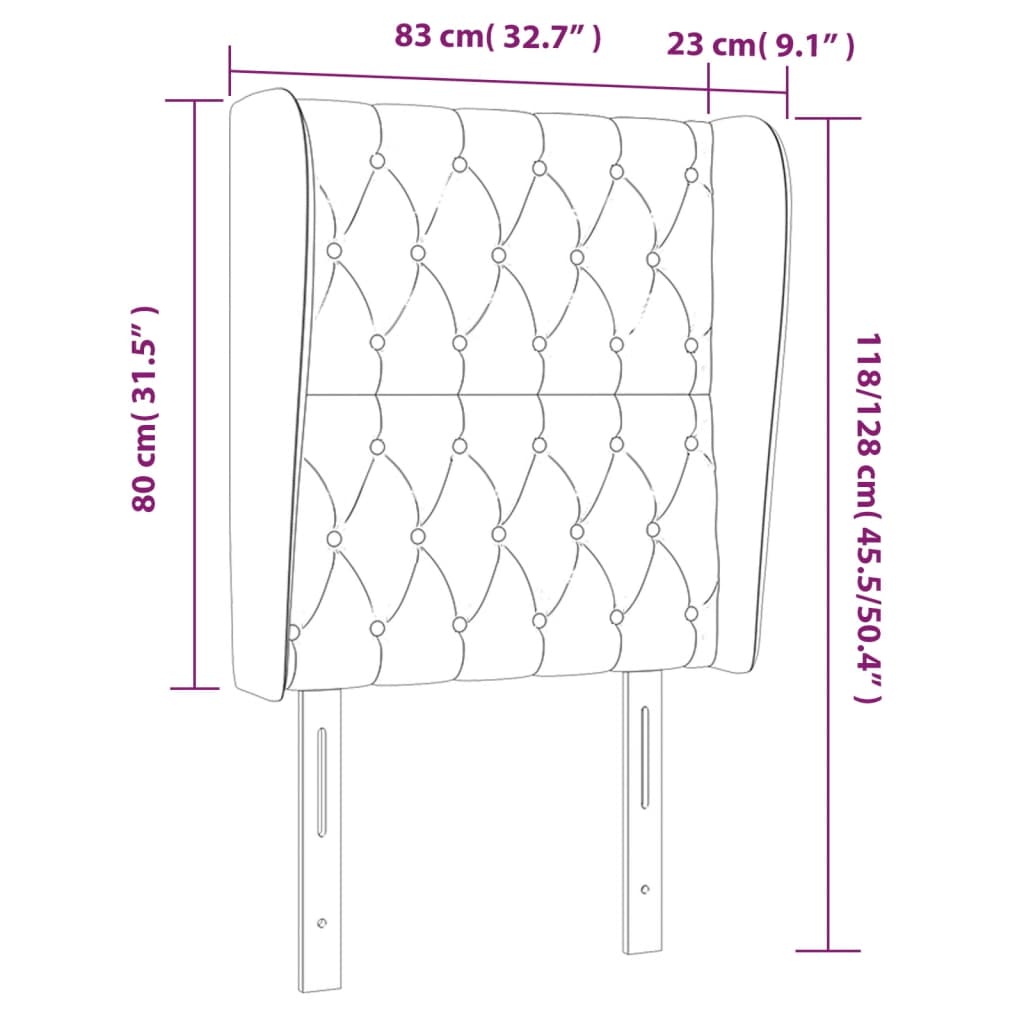 Hoofdbord met randen 83x23x118/128 cm stof lichtgrijs is nu te koop bij PeponiXL, paradijselijk wonen!