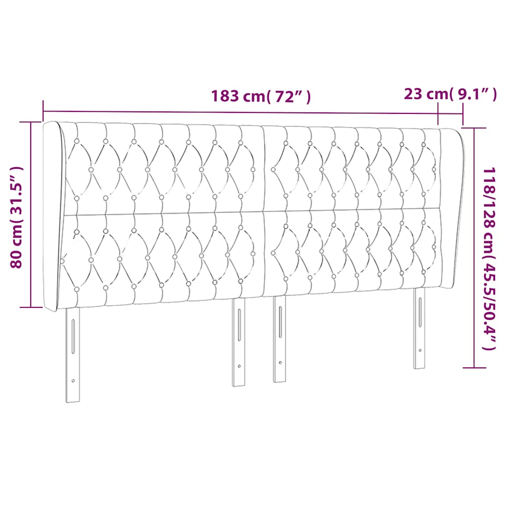 Hoofdbord met randen 183x23x118/128 cm fluweel donkerblauw is nu te koop bij PeponiXL, paradijselijk wonen!