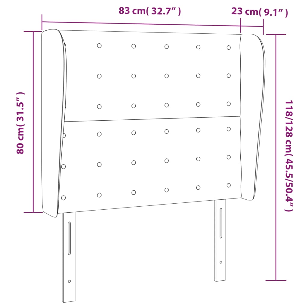 Hoofdbord met randen 83x23x118/128 cm fluweel zwart is nu te koop bij PeponiXL, paradijselijk wonen!