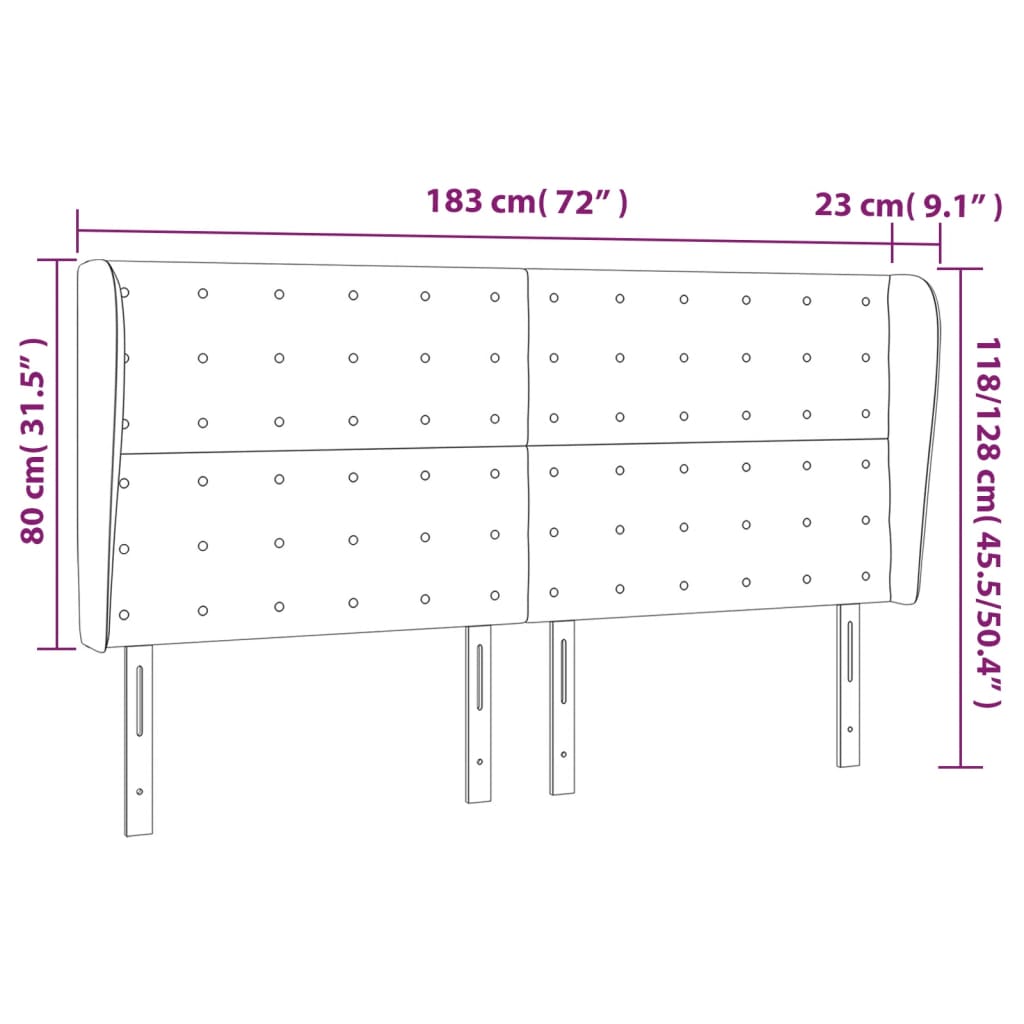 Hoofdbord met randen 183x23x118/128 cm fluweel donkerblauw is nu te koop bij PeponiXL, paradijselijk wonen!