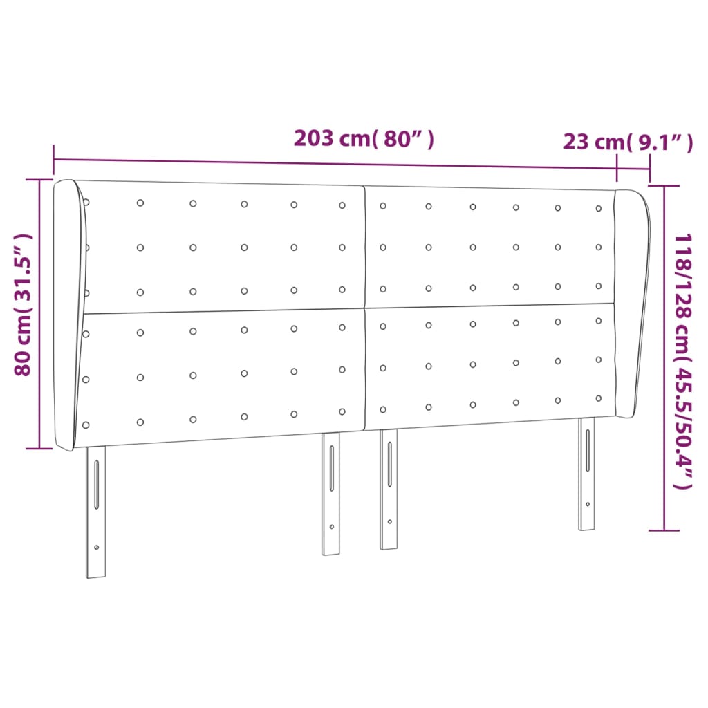Hoofdbord met randen 203x23x118/128 cm fluweel roze is nu te koop bij PeponiXL, paradijselijk wonen!