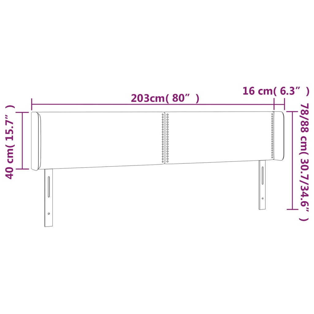 Hoofdbord met randen 203x16x78/88 cm fluweel donkergroen is nu te koop bij PeponiXL, paradijselijk wonen!