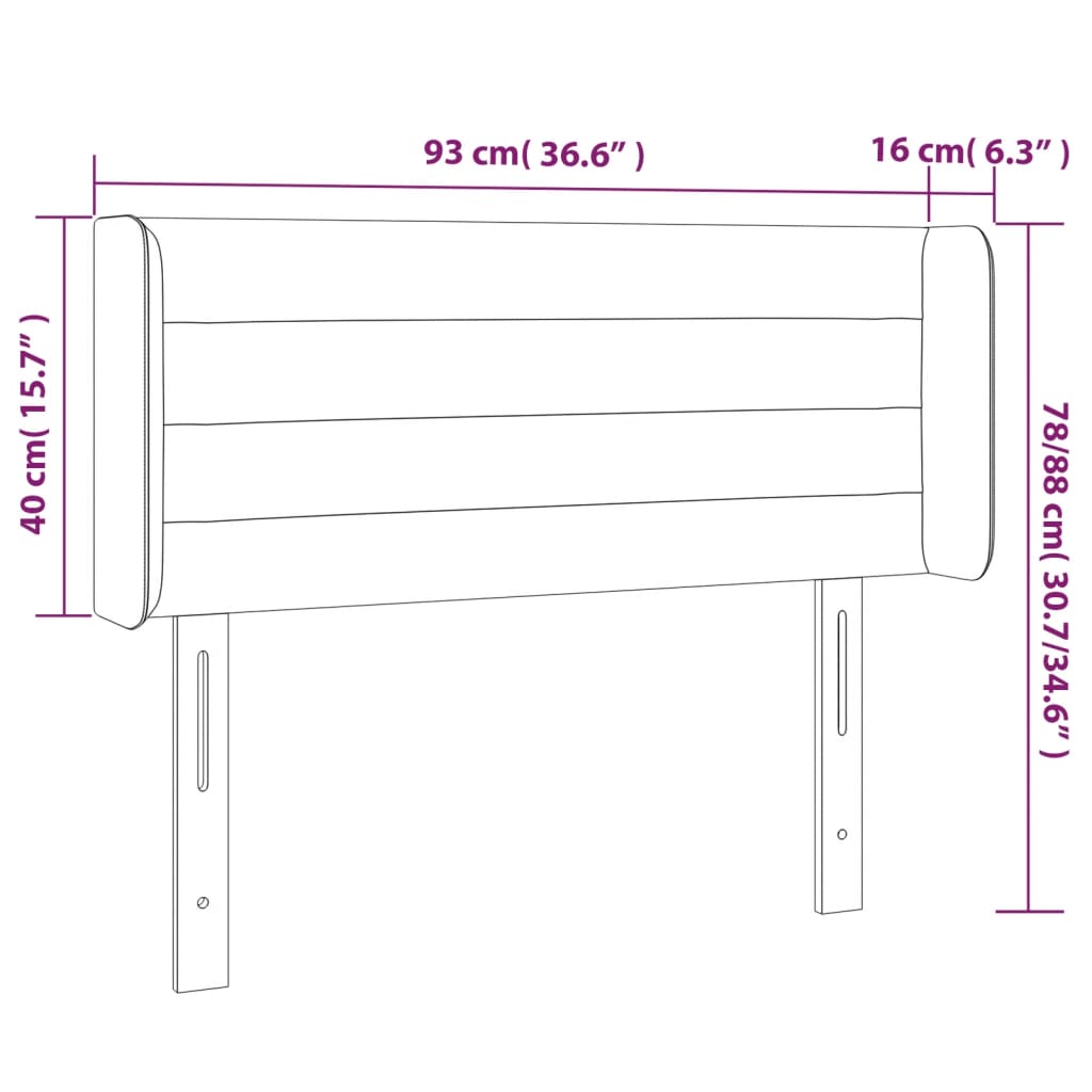 Hoofdbord met randen 93x16x78/88 cm stof donkergrijs is nu te koop bij PeponiXL, paradijselijk wonen!