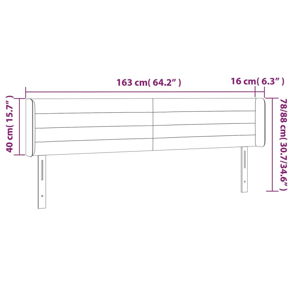 Hoofdbord met randen 163x16x78/88 cm fluweel lichtgrijs is nu te koop bij PeponiXL, paradijselijk wonen!