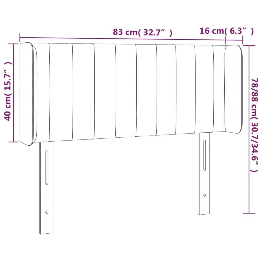 Hoofdbord met randen 83x16x78/88 cm fluweel donkergrijs is nu te koop bij PeponiXL, paradijselijk wonen!