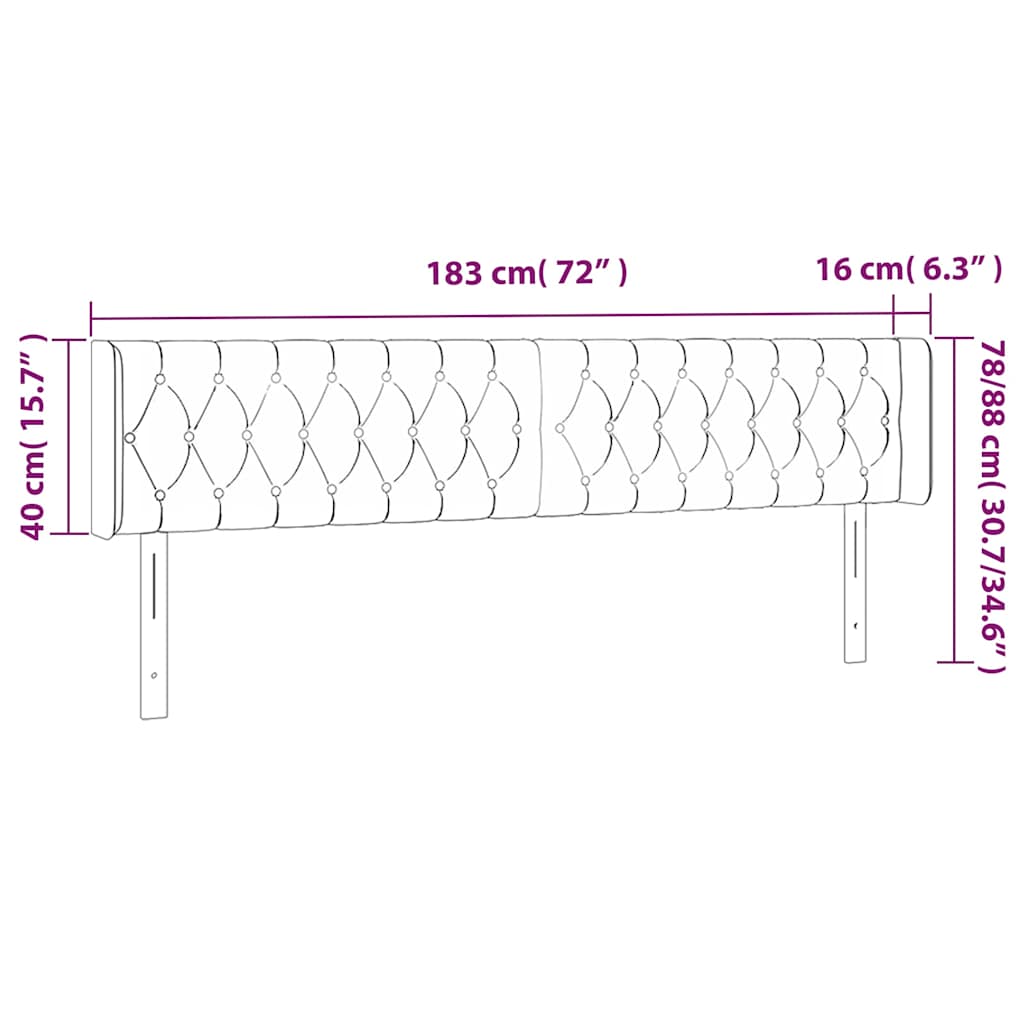 Hoofdbord met randen 183x16x78/88 cm stof lichtgrijs is nu te koop bij PeponiXL, paradijselijk wonen!