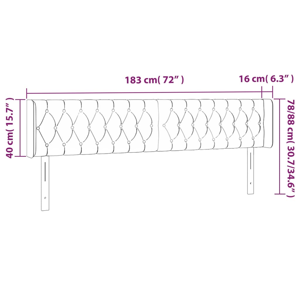 Hoofdbord met randen 183x16x78/88 cm stof donkergrijs is nu te koop bij PeponiXL, paradijselijk wonen!