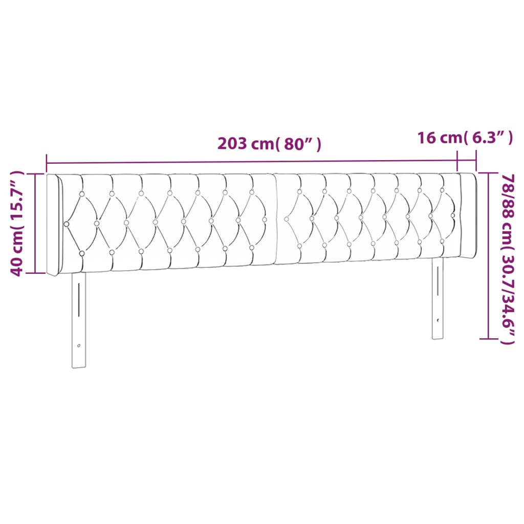 Hoofdbord met randen 203x16x78/88 cm stof taupe is nu te koop bij PeponiXL, paradijselijk wonen!