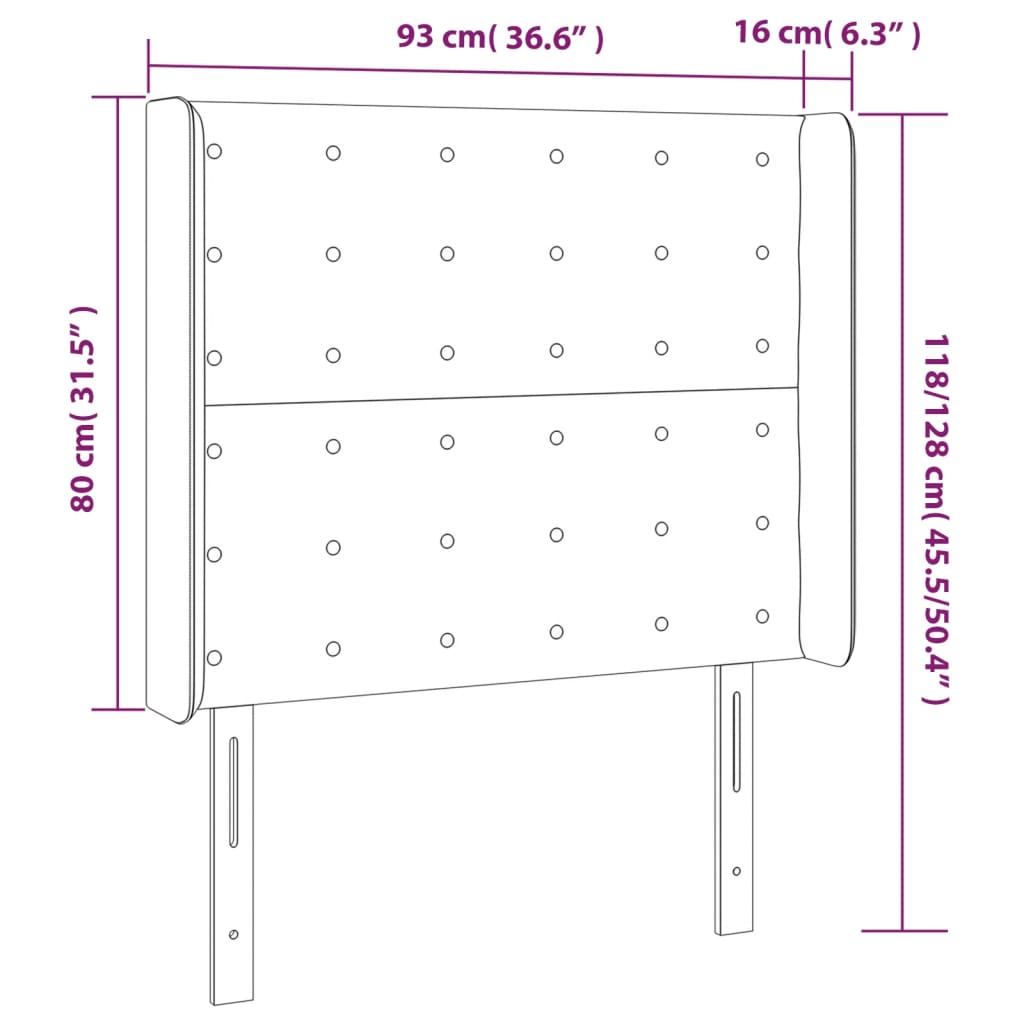 Hoofdbord met randen 93x16x118/128 cm kunstleer wit is nu te koop bij PeponiXL, paradijselijk wonen!