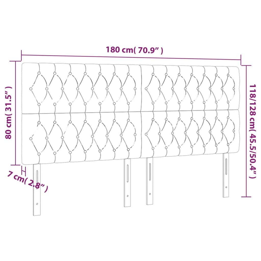 Hoofdbord LED 180x7x118/128 cm stof donkergrijs is nu te koop bij PeponiXL, paradijselijk wonen!
