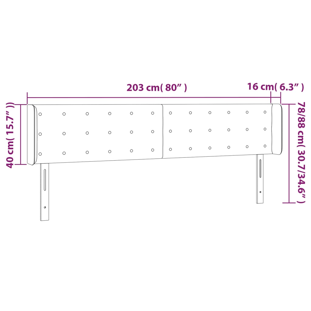 Hoofdbord LED 203x16x78/88 cm stof donkerbruin is nu te koop bij PeponiXL, paradijselijk wonen!