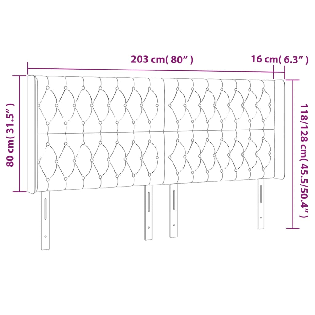 Hoofdbord LED 203x16x118/128 cm stof blauw is nu te koop bij PeponiXL, paradijselijk wonen!